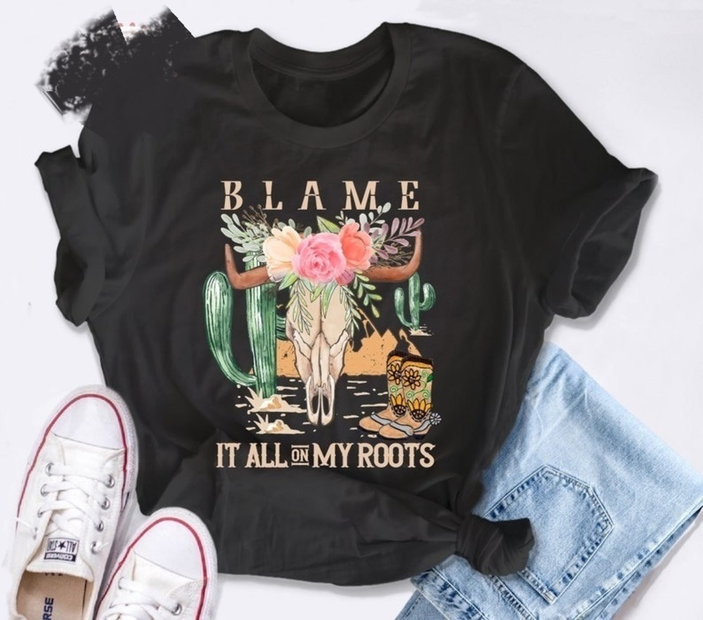 Blame It All On My Roots Shirt RetroBand Tee Black
